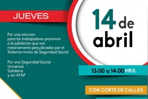 La central sindical convoca a concentrarse este jueves en 18 de julio y Fernández Crespo a partir de las 13 horas por una Seguridad Social Solidaria